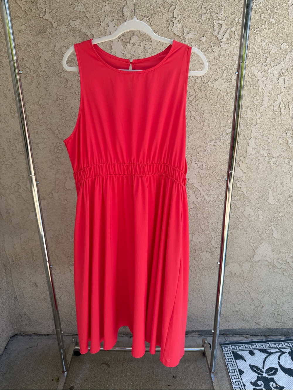 Zella Sleeveless Coral-Red Midi Dress